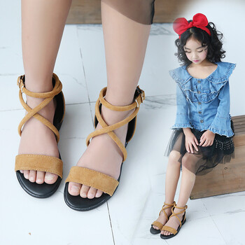 2018韩版夏季儿童罗马鞋女童宝宝平底公主凉鞋 中大童女孩学生鞋 粉红