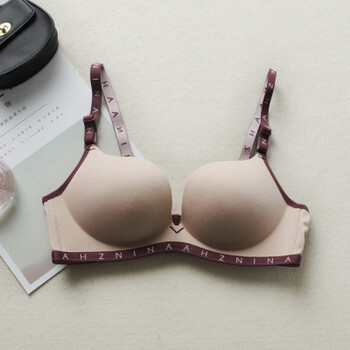 内衣女无钢圈文胸性感无痕运动小胸少女 杏色 38/85