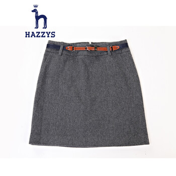 哈吉斯HAZZYS 秋冬新品女装半身裙女士毛呢纯色羊毛半身裙下装ABQST03D003 灰色GE 160/72A 40