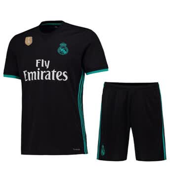 17-18皇家马德里球衣主场客场第二客场足球服套装男定制 皇马黑色 s