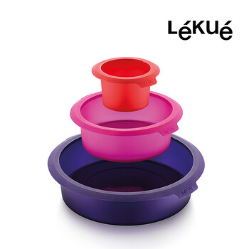 
                                        烘焙工具 LEKUE/乐葵 三层圆形蛋糕模 可做生日蛋糕 铂金硅胶模具                