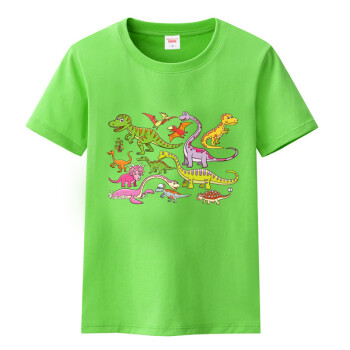 童装男童恐龙鲨鱼印花图案短袖T恤衫纯棉