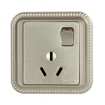 tj天基插座经典珍珠银香槟色16a三孔带开关空调86型时尚新款官方直营