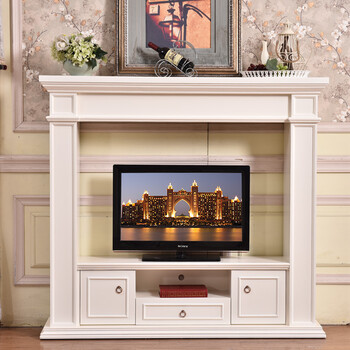 电视柜壁炉欧式壁炉架 美式整体式背景壁炉 抽屉柜子 2米(象牙白色)