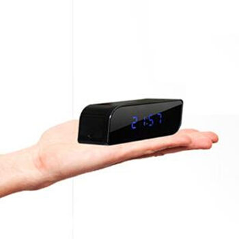 手机远程wifi时钟录像监视器高清wifi网络监控器小型网络摄像头时钟无线摄像机 亮黑 标配+32G卡