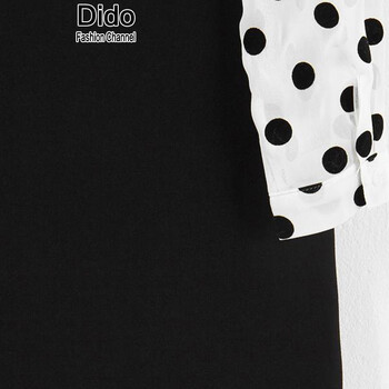 dido2016连衣裙长袖女春装韩版纯色雪纺连衣裙大码女装裙子 黑色(预售年后发货) L