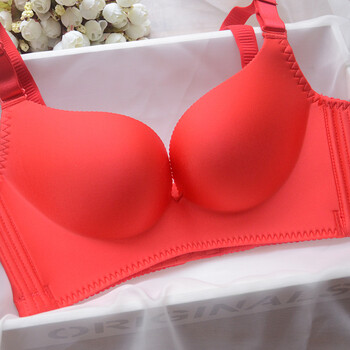 无钢圈托文胸厚薄款聚拢调整型透气小胸罩无痕狐狸内衣女 红色 80b