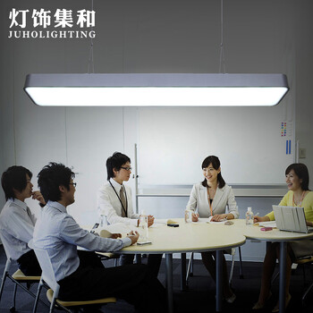 集和 T5长条直尺工作吊灯 简约现代LED办公室吊灯 创意书房照明灯具写字楼灯 黑色圆角吊灯 1.5x0.3配LED光源