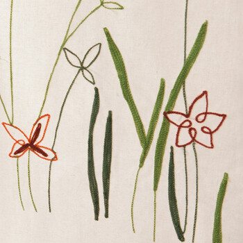 香芋谷色 可爱卡通田园布艺半帘 美式乡村帘子 日式绣花卧室布门帘 清塘和风 茉莉细语绿花 85宽x90高+门帘杆