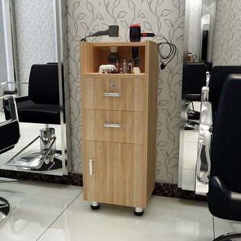 理发店发廊镜台工具柜工具车美发产品展示柜美容美发推车木质柜子