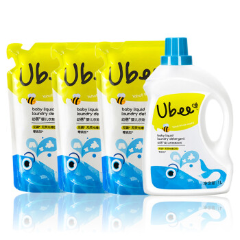 Ubee  婴儿洗衣液组合装 1L瓶装+婴童洗衣液 800ml*3袋装 *4件