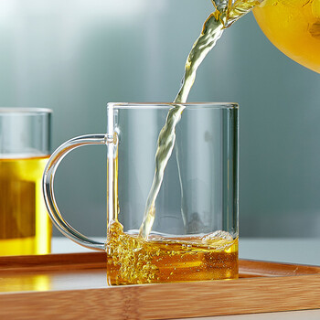 诗米乐玻璃水杯加厚耐热透明家用防爆耐高温果汁杯凉水杯杯子240ml简