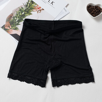 女夏季冰丝蕾丝花边短裤外穿打底裤保险裤三分裤大码 1283安全裤黑色