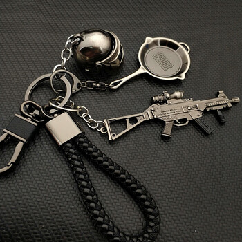 吃鸡游戏绝地求生大逃汽车钥匙扣链 男士金属98k枪模型道具挂件 ump9.