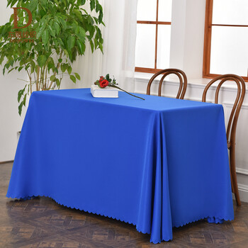 桌布展会台裙广告活动台布桌套罩定制纯色长方形桌布 宝蓝色 方桌布1