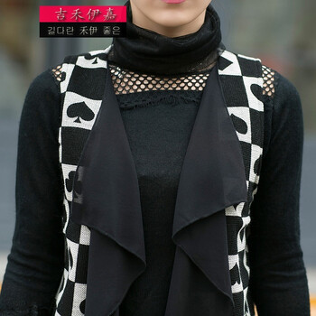 吉禾伊嘉中老年新款春装女士假两件套2015女装宽松上衣马甲背心时尚妈妈装 灰色 M