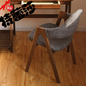 特蕾莎新款榉木实木咖啡椅简约休闲日式电脑椅北欧软包布艺靠背餐桌