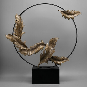 现代新中式创意铝杏叶摆件客厅玄关工艺品摆设样板房酒店软装饰品