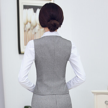 伊木子2016春装新款马夹职业装女装银行酒店工作服马甲套裙套裤空姐制服858M 灰色单马甲 M