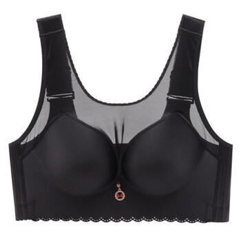 杯女士胸罩加肥大码加大号无钢圈抹胸女内衣大胸显小胖mm文胸 黑色 50