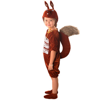 儿童演出服小松鼠表演服装六一幼儿袋鼠卡通舞蹈圣诞节表演服 棕色