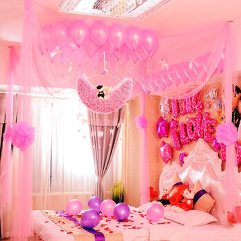 卧室婚房布置创意拉花新房婚庆婚礼新婚韩式装饰房间结婚用品 红月亮