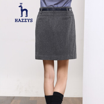哈吉斯HAZZYS 秋冬新品女装半身裙女士毛呢纯色羊毛半身裙下装ABQST03D003 灰色GE 160/72A 40
