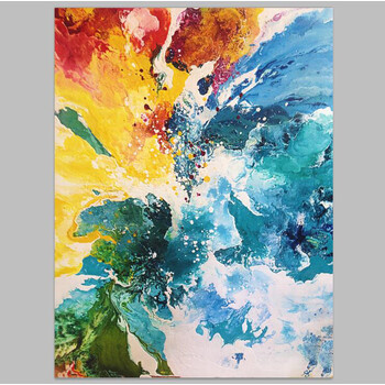 绚丽色彩现代抽象艺术大幅面装饰画 大尺寸无框画 油画布挂画订制sn