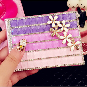 女士驾照本镶钻个性简约行车本驾照 韩国驾驶证件水钻皮套夹 连体花紫