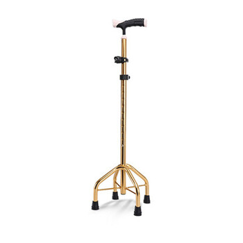 拐杖老人手杖四脚多功能拐扙高度可调防滑四角鼎捌杖助行器 土豪金