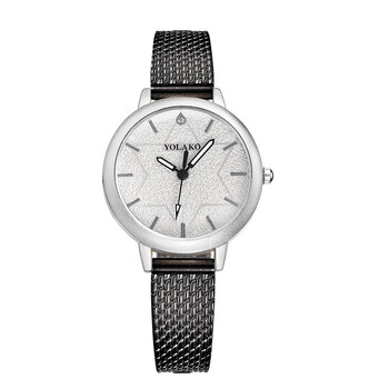 秋之北纬国表2018新款时尚韩版五角星银壳石英女士手表塑胶带腕表qzbw