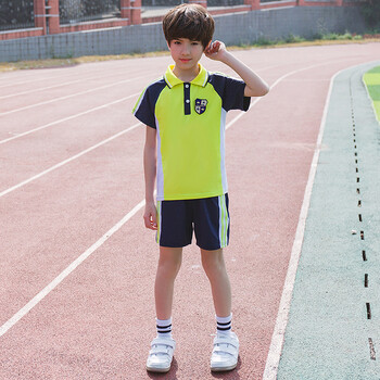 2018夏季新品学院时尚棉盖丝不起球男女童小学生透气校服 绿色-男 170