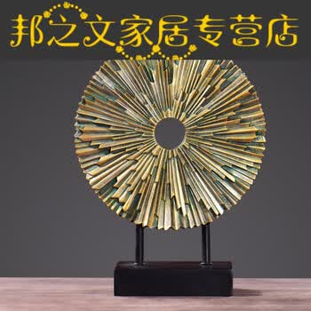 雨嘉欧式圆形摆件家居软装饰品现代创意客厅电视酒柜工艺品玄关摆设