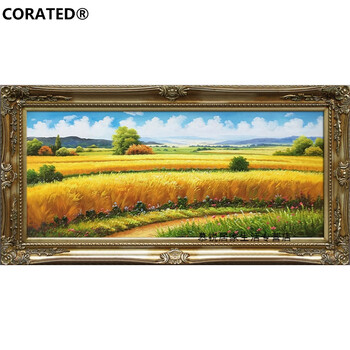 家柏饰(corated) 纯手绘欧式丰收麦田客厅油画沙发背景墙装饰画别墅