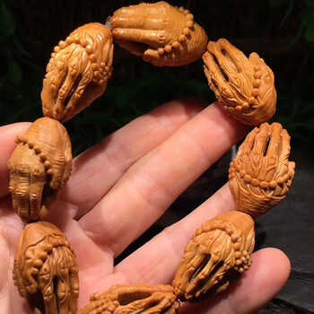 玫之尔天然老油核雕刻一念之间佛手文玩手串收藏级 尺寸1.9/3.