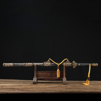 拍卖已结束06小唐刀 龙泉宝剑 深蓝之剑作者钟石勇倾力打造 送剑架