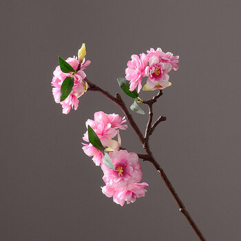 家居单支仿真花樱花客厅餐桌室内假花装饰品花卉摆件摆设 玫红樱花