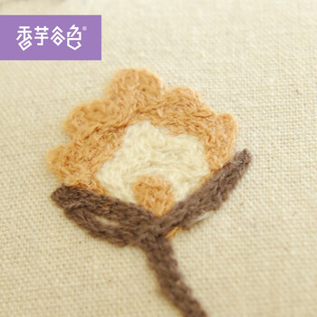 香芋谷色 手工刺绣靠枕套 鲁绣田园床头靠背 绣花棉麻靠垫沙发抱枕套 舞绕 2#舞绕-彩虹穗-预定 45x45cm抱枕套+枕芯