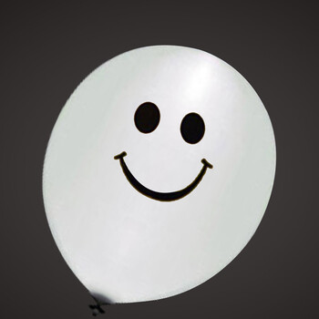 孩派led七彩闪光发光表白示爱气球12寸加厚 笑脸白色