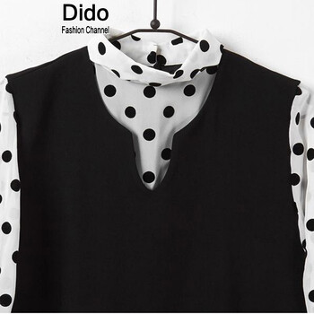 dido2016连衣裙长袖女春装韩版纯色雪纺连衣裙大码女装裙子 黑色(预售年后发货) L