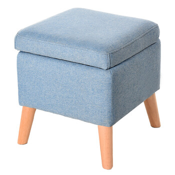 储物换鞋凳小凳子客厅沙发凳茶几凳布艺梳妆凳收纳凳 储物方凳蓝色