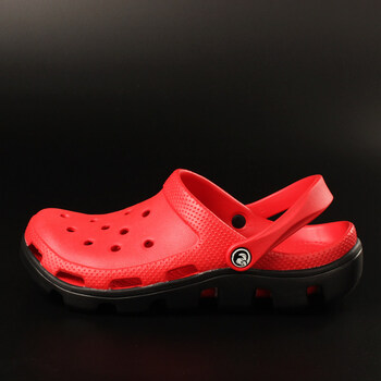 厚底防滑情侣洞洞鞋女夏季防水海边沙滩凉鞋男时尚拖鞋潮百搭 红色 39