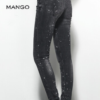 MANGO牛仔系列灰色漆点磨白紧身铅笔牛仔裤53003538TN 灰色 165/70