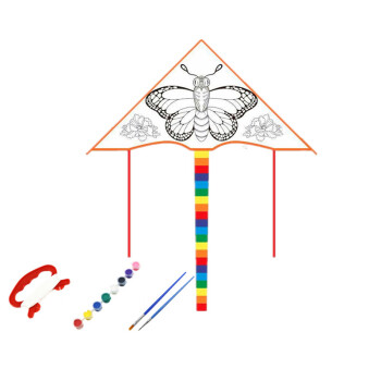 風箏diy空白風箏填色風箏繪畫手工塗色風箏風箏材料顏料 蝴蝶(送顏料