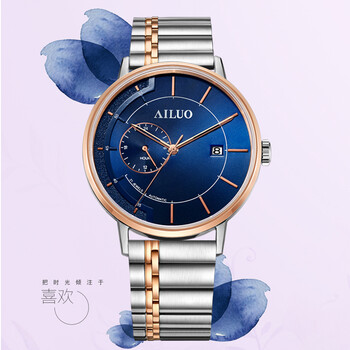 艾诺(ailuo)男表 生活家系列机械表男士手表钢带日历商务腕表钟表6103