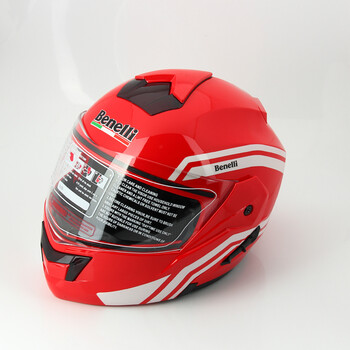 benelli racing摩托车头盔 夜光揭面盔 赛车跑车头盔 红色
