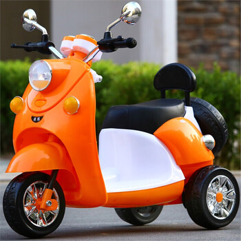 三轮车可坐1-6岁男女宝宝婴儿小孩玩具电瓶童车 大款橘橙色10安 礼包