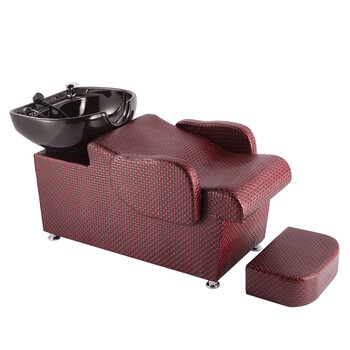 洗头椅按摩半家用全水龙头小理发店洗头床 红色黑盆