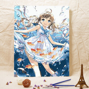 惠维diy数字油画手绘卡通动漫女孩人物油彩填色装饰画二次元 初音未来