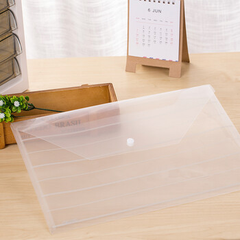 得力（deli）20只A4条纹透明文件袋 按扣资料袋 试卷收纳袋 塑料档案袋 企业办公用品 学习用品 27021